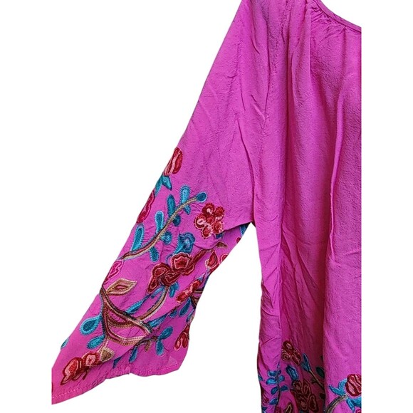 Forgotten Grace Embroidered Peasant Blouse Size 3X Rayon Soft Boho - Picture 3 of 7